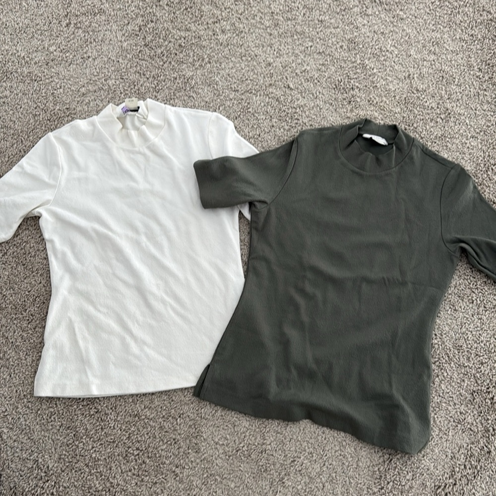 Club Monaco mock neck short sleeve top bundle